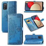 Custodia in pelle con apertura orizzontale in rilievo con fiore di mandala con supporto, tre slot per carte, portafoglio e cordino, For Samsung Galaxy A03s 166mm