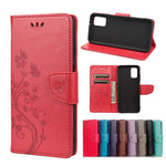 Custodia in pelle flip orizzontale con motivo floreale a farfalla con supporto, slot per schede e portafoglio, For Samsung Galaxy A03s 166mm