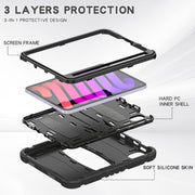 Cornice dello schermo di protezione a 3 strati + PC + Custodia combinata antiurto in silicone con supporto, For iPad mini 6 / mini 2024
