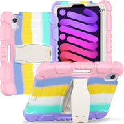 Cornice dello schermo di protezione a 3 strati + PC + Custodia combinata antiurto in silicone con supporto, For iPad mini 6 / mini 2024