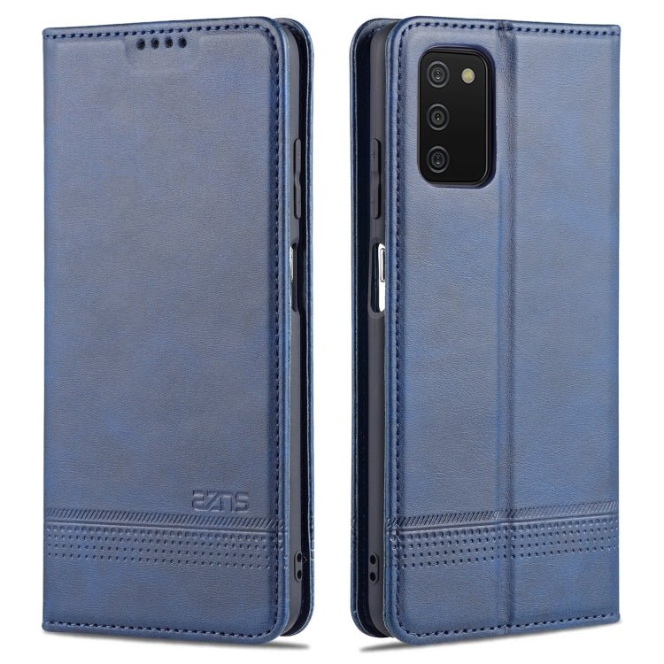 AZNS Custodia in pelle a vibrazione orizzontale con struttura in vitello magnetico con slot per carte, supporto e portafoglio, For Samsung Galaxy A03s 166mm