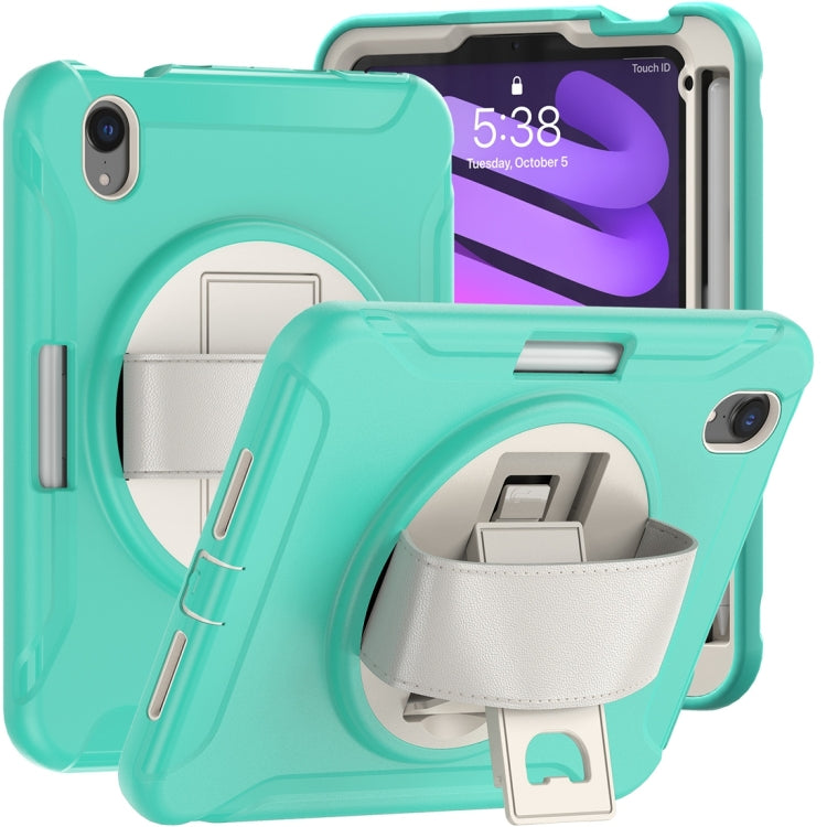 Custodia protettiva per PC + TPU con rotazione a 360 gradi con supporto e cinturino, For iPad mini 6 / mini 2024