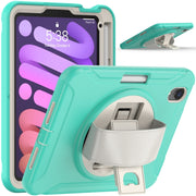 Custodia protettiva per PC + TPU con rotazione a 360 gradi con supporto e cinturino, For iPad mini 6 / mini 2024