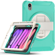 Custodia protettiva per PC + TPU con rotazione a 360 gradi con supporto e cinturino, For iPad mini 6 / mini 2024