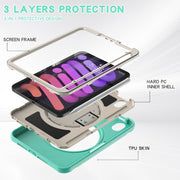 Custodia protettiva per PC + TPU con rotazione a 360 gradi con supporto e cinturino, For iPad mini 6 / mini 2024