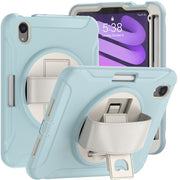 Custodia protettiva per PC + TPU con rotazione a 360 gradi con supporto e cinturino, For iPad mini 6 / mini 2024