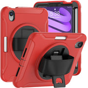 Custodia protettiva per PC + TPU con rotazione a 360 gradi con supporto e cinturino, For iPad mini 6 / mini 2024