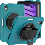 Custodia protettiva per PC + TPU con rotazione a 360 gradi con supporto e cinturino, For iPad mini 6 / mini 2024