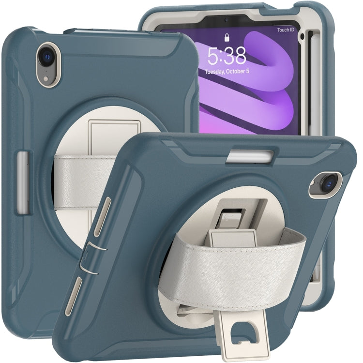 Custodia protettiva per PC + TPU con rotazione a 360 gradi con supporto e cinturino, For iPad mini 6 / mini 2024