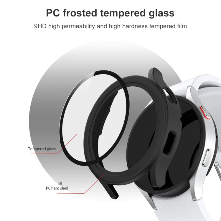 PC satinato + custodia protettiva integrata con pellicola in vetro temperato, For Samsung Galaxy Watch4 40mm, For Samsung Galaxy Watch4 44mm