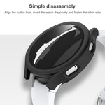 PC satinato + custodia protettiva integrata con pellicola in vetro temperato, For Samsung Galaxy Watch4 40mm, For Samsung Galaxy Watch4 44mm