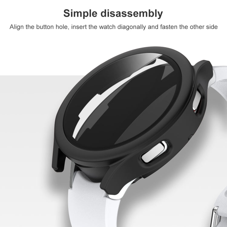 PC satinato + custodia protettiva integrata con pellicola in vetro temperato, For Samsung Galaxy Watch4 40mm, For Samsung Galaxy Watch4 44mm