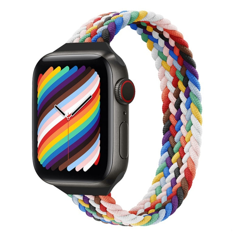 Cinturino di ricambio in treccia di nylon ad anello singolo a vita piccola per Apple Watch Series 7 45mm / 6&SE&5&4 44mm / 3&2&1 42mm, S 145mm, M 155mm