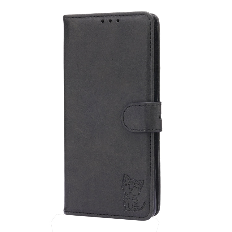 Custodia in pelle a ribalta orizzontale con motivo Happy Cat goffrato con supporto, slot per carte e portafoglio, For Google Pixel 6, For Google Pixel 6 Pro