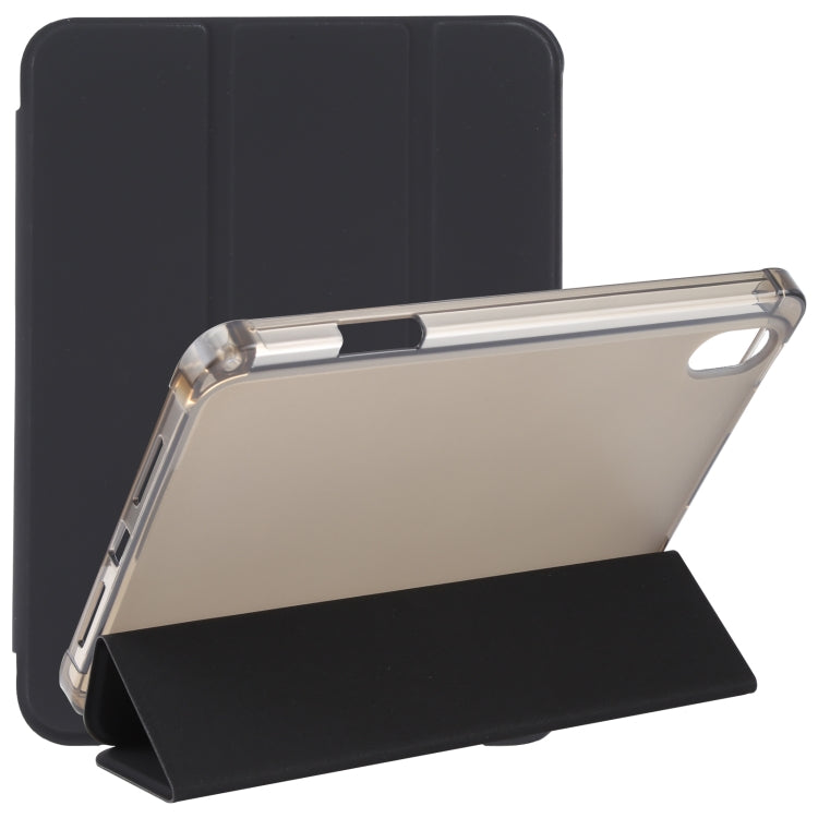 Cover posteriore trasparente in TPU Custodia per tablet in pelle flip orizzontale con supporto a tre pieghe e slot per penna, For iPad mini 2024 / mini 6
