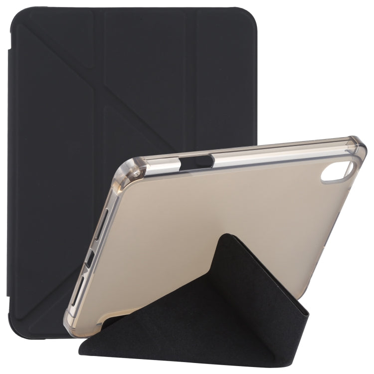 Custodia per tablet in pelle flip con deformazione orizzontale trasparente in TPU con supporto e slot per penna, For iPad mini 2024 / mini 6