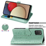 Simpatica custodia in pelle a ribalta orizzontale in rilievo con gatto e cane con supporto e fessure per carte, portafoglio e cordino, For Samsung Galaxy A03s 166mm