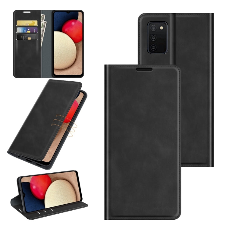 Custodia in pelle con ventosa magnetica retropelle con supporto, slot per carte e portafoglio, For Galaxy A03s 166mm