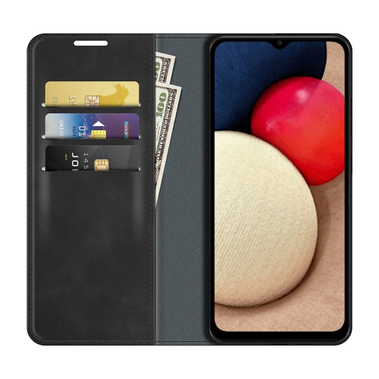 Custodia in pelle con ventosa magnetica retropelle con supporto, slot per carte e portafoglio, For Galaxy A03s 166mm