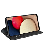 Custodia in pelle con ventosa magnetica retropelle con supporto, slot per carte e portafoglio, For Galaxy A03s 166mm