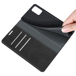 Custodia in pelle con ventosa magnetica retropelle con supporto, slot per carte e portafoglio, For Galaxy A03s 166mm