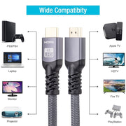 Cavo adattatore intrecciato HDMI 2.0 maschio a HDMI 2.0 maschio 4K Ultra-HD, 1m, 1.5m, 2m, 3m, 5m, 6m, 8m, 10m, 12m, 15m, 18m, 20m
