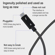 Cavo di trasmissione multifunzione da USB-C/tipo-C maschio a USB-C/tipo-C maschio per Thunderbolt 4, 0.3m, 0.8m, 1m, 1.2m