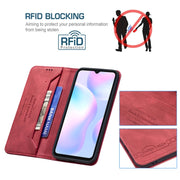 Custodia in pelle antifurto con blocco magnetico RFID con supporto, slot per carte e portafoglio, For Xiaomi Redmi 9A, For Xiaomi Redmi 9C / Poco C31, For Xiaomi Redmi 9, For Xiaomi Redmi 10, For Xiaomi Redmi Note 9/Redmi 10X 4G                        ...