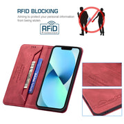 Custodia in pelle antifurto con blocco magnetico RFID con supporto, slot per carte e portafoglio, For iPhone 13 mini, For iPhone 13, For iPhone 13 Pro, For iPhone 13 Pro Max, For iPhone 12 mini, For iPhone 12 / 12 Pro