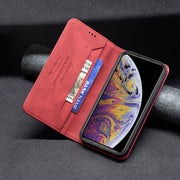 Custodia in pelle antifurto con blocco magnetico RFID con supporto, slot per carte e portafoglio, For iPhone XS Max, For iPhone SE 2022 / SE 2020 / 7 / 8, For iPhone 7 Plus / 8 Plus