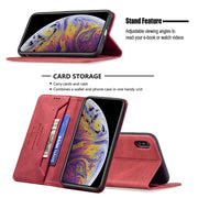 Custodia in pelle antifurto con blocco magnetico RFID con supporto, slot per carte e portafoglio, For iPhone XS Max, For iPhone SE 2022 / SE 2020 / 7 / 8, For iPhone 7 Plus / 8 Plus