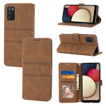 Custodia in pelle flip orizzontale PU + TPU con fibbia magnetica a righe in rilievo, For Samsung Galaxy A02s 166mm