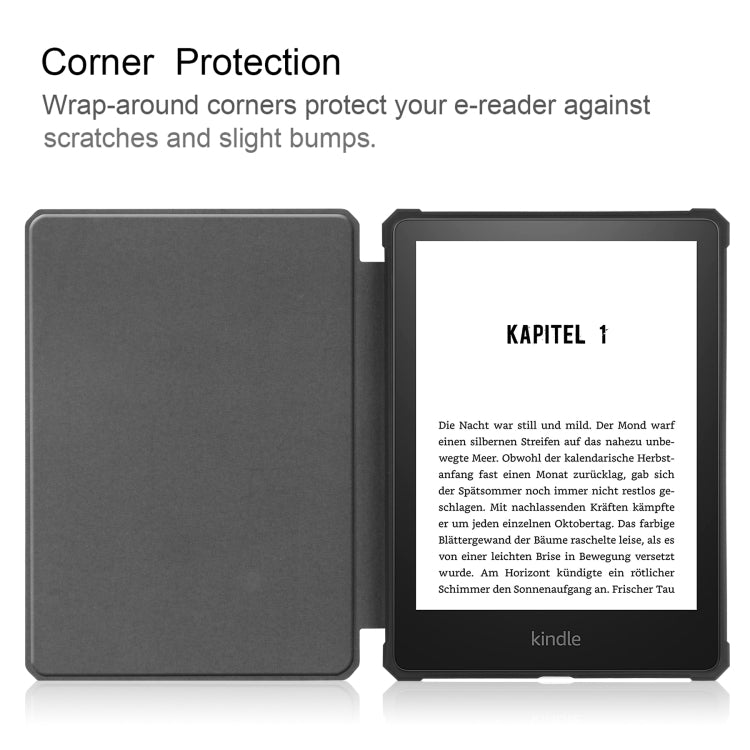Custodia in pelle per tablet a vibrazione orizzontale in TPU con struttura a ruota di tensione in tinta unita con funzione Sleep / Wake-up, For Amazon Kindle Paperwhite 2021