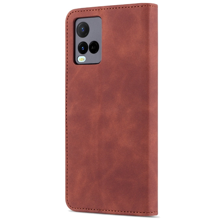 AZNS Skin Feel Calf Texture Custodia in pelle con apertura orizzontale con slot per carte, supporto e portafoglio, For vivo Y21 / Y33S