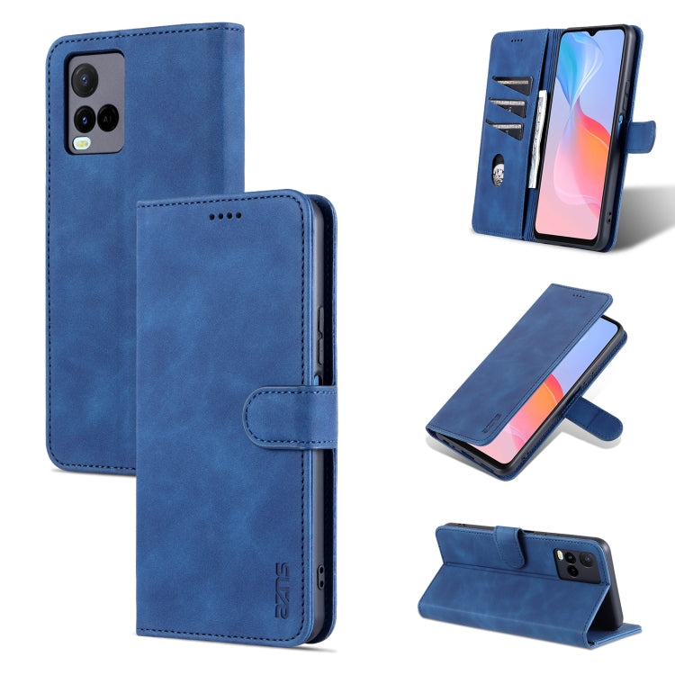 AZNS Skin Feel Calf Texture Custodia in pelle con apertura orizzontale con slot per carte, supporto e portafoglio, For vivo Y21 / Y33S