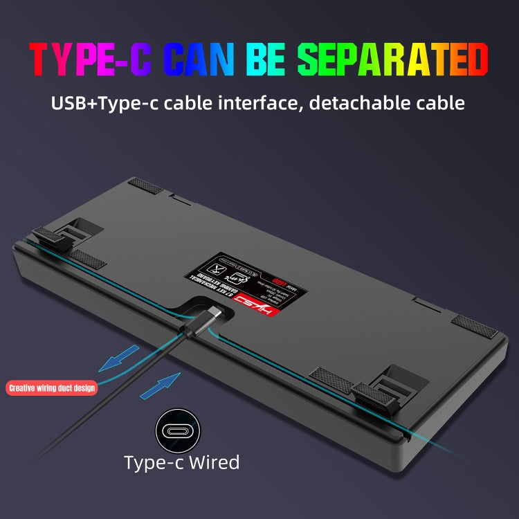 HXSJ L600 87 tasti USB-C / Type-C Tastiera meccanica con albero rosso cablato con retroilluminazione fredda