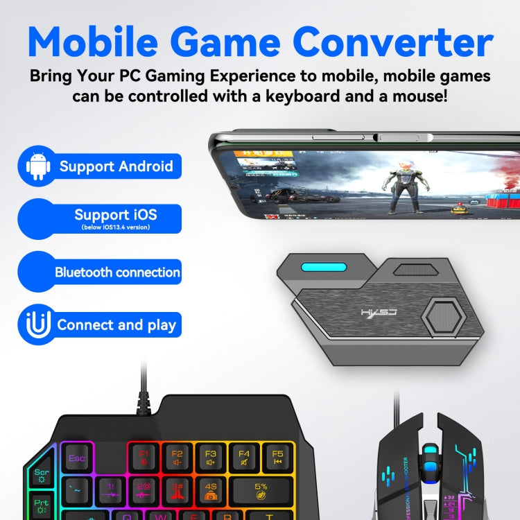 HXSJ P3 Bluetooth 5.0 Keyboard Mouse Converter Shooting Game Strumento ausiliario