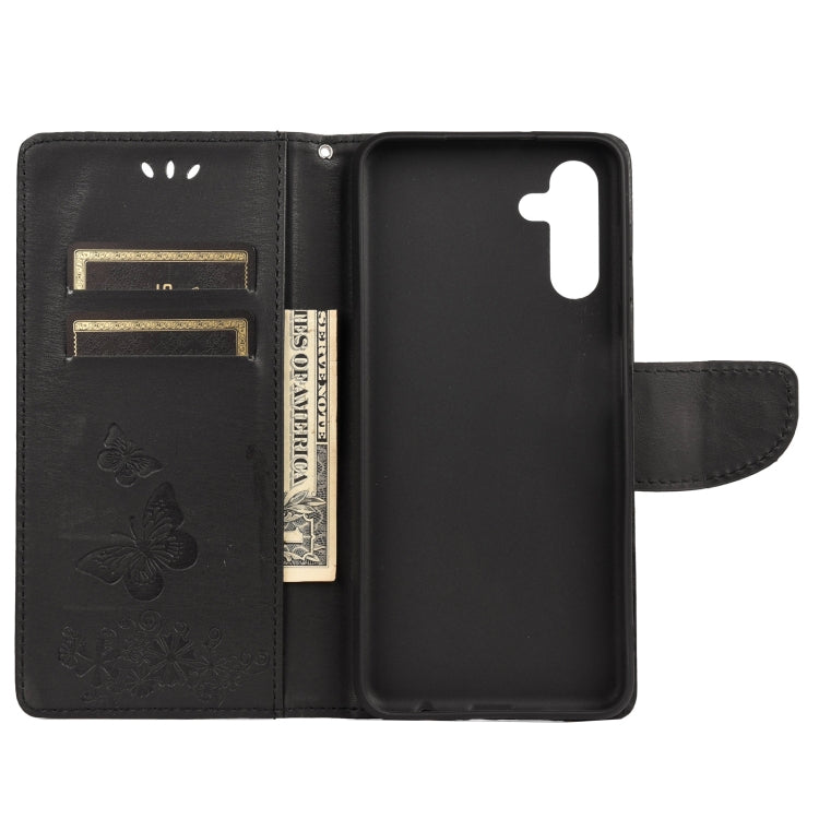 Custodia per telefono in pelle flip orizzontale goffrata farfalla con slot per schede e supporto, For Samsung Galaxy A13 5G