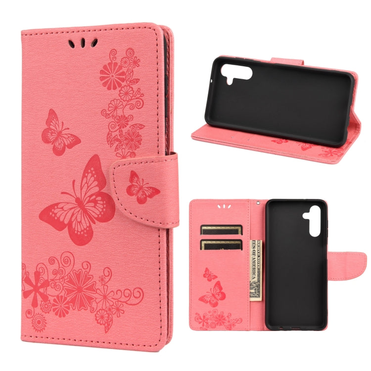 Custodia per telefono in pelle flip orizzontale goffrata farfalla con slot per schede e supporto, For Samsung Galaxy A13 5G