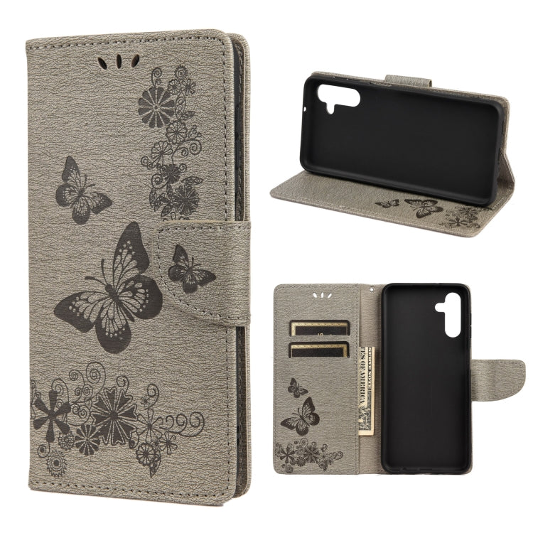 Custodia per telefono in pelle flip orizzontale goffrata farfalla con slot per schede e supporto, For Samsung Galaxy A13 5G