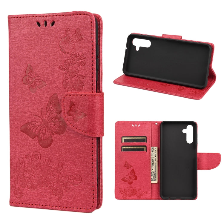 Custodia per telefono in pelle flip orizzontale goffrata farfalla con slot per schede e supporto, For Samsung Galaxy A13 5G