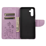 Custodia per telefono in pelle a vibrazione orizzontale con motivo floreale a farfalla con slot per schede e supporto, For Samsung Galaxy A13 5G