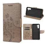 Custodia per telefono in pelle a vibrazione orizzontale con motivo floreale a farfalla con slot per schede e supporto, For Samsung Galaxy A13 5G