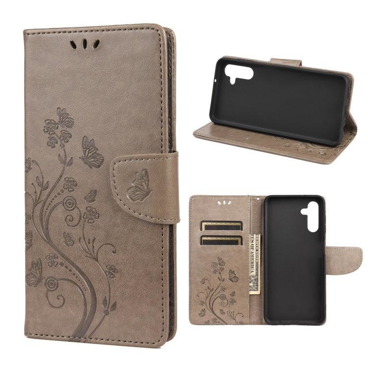 Custodia per telefono in pelle a vibrazione orizzontale con motivo floreale a farfalla con slot per schede e supporto, For Samsung Galaxy A13 5G