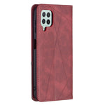 Custodia per telefono in pelle magnetica a vibrazione orizzontale con struttura a rombo con supporto e slot per schede, For Samsung Galaxy A22 4G