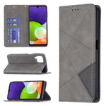 Custodia per telefono in pelle magnetica a vibrazione orizzontale con struttura a rombo con supporto e slot per schede, For Samsung Galaxy A22 4G