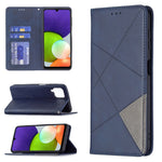 Custodia per telefono in pelle magnetica a vibrazione orizzontale con struttura a rombo con supporto e slot per schede, For Samsung Galaxy A22 4G