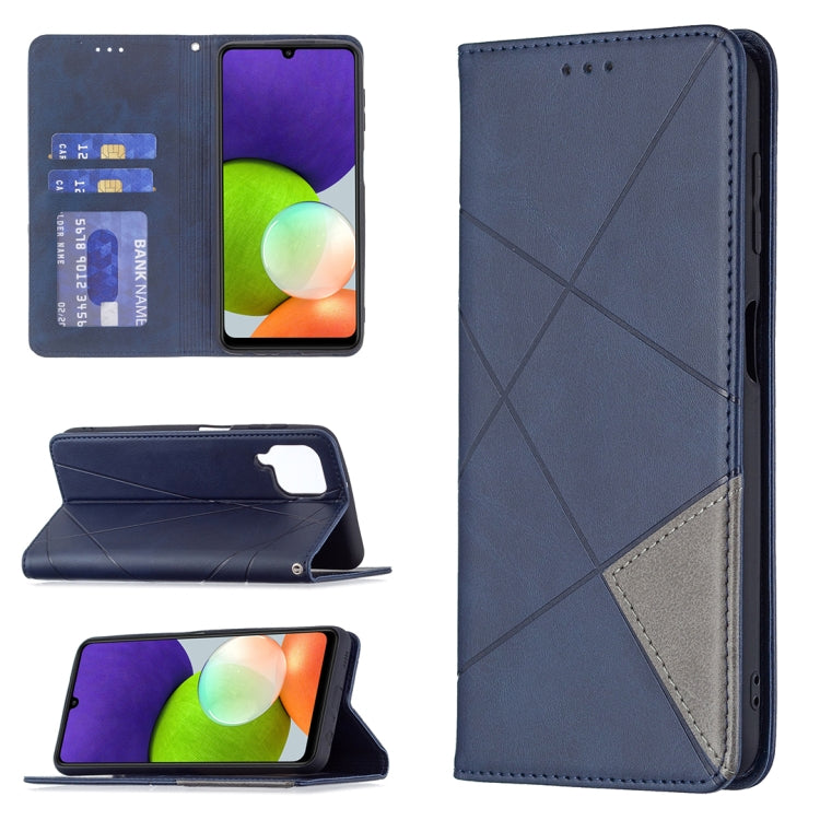 Custodia per telefono in pelle magnetica a vibrazione orizzontale con struttura a rombo con supporto e slot per schede, For Samsung Galaxy A22 4G