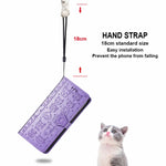 Bella custodia per cellulare in pelle con motivo a rilievo orizzontale a forma di gatto e cane con supporto e slot per schede e portafoglio e chiusura a cartone animato e cordino, For vivo X70