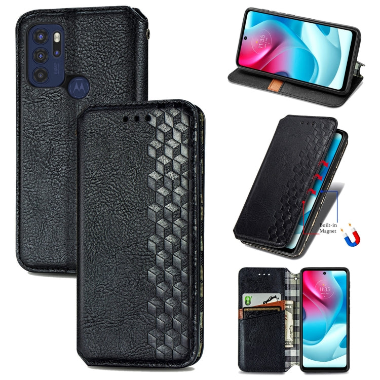 Custodia per telefono in pelle magnetica con vibrazione orizzontale pressata a griglia cubica con supporto, slot per schede e portafoglio, For Motorola Moto G60S, For Tecno Pova 2, For vivo X70 Pro, For vivo X70
